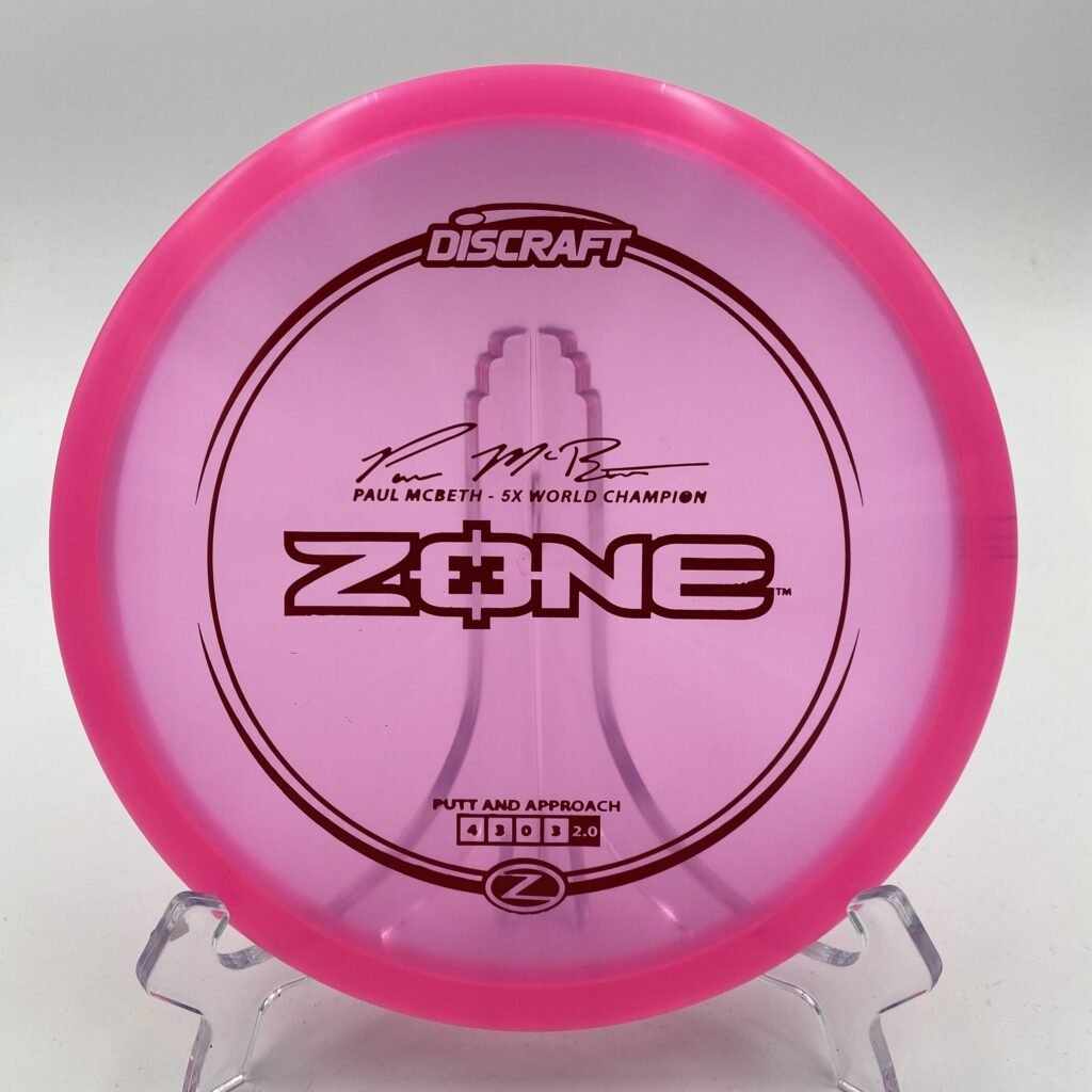 Main view of green Discraft Zone in Z plastic 5x Paul McBeth Edition.