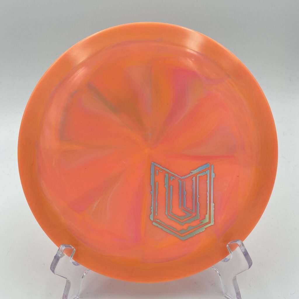 Main view of multicolored Discraft Raptor in ESP plastic featuring the Paul Ulibarri Uli shield design.
