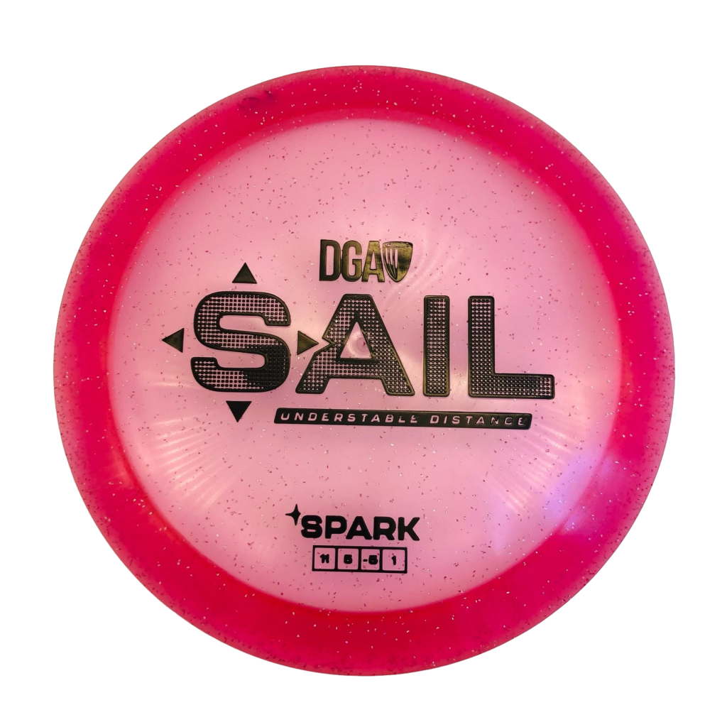 DGA Sail in pink plastic distance driver featuring a sleek design for maximum glide.