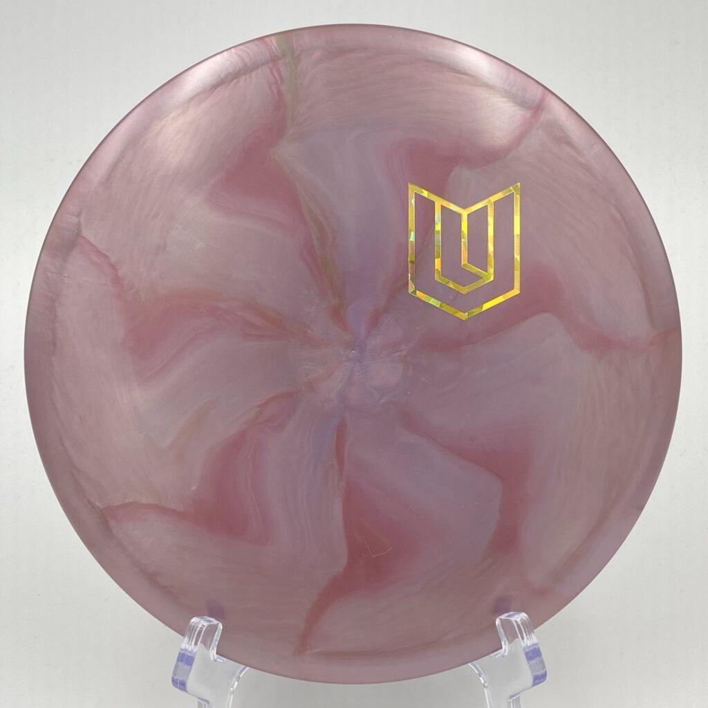 Top view of gray purple swirl Discraft Buzzz SS in Ti Swirl plastic 2024 Uli Special Edition.