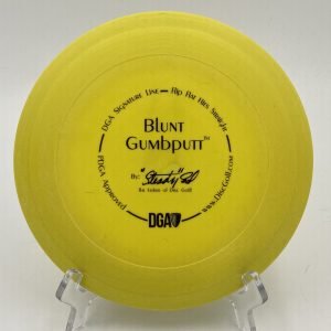 Top view of vibrant color DGA Blunt Gumbputt in Signature Line plastic for premium grip and performance.