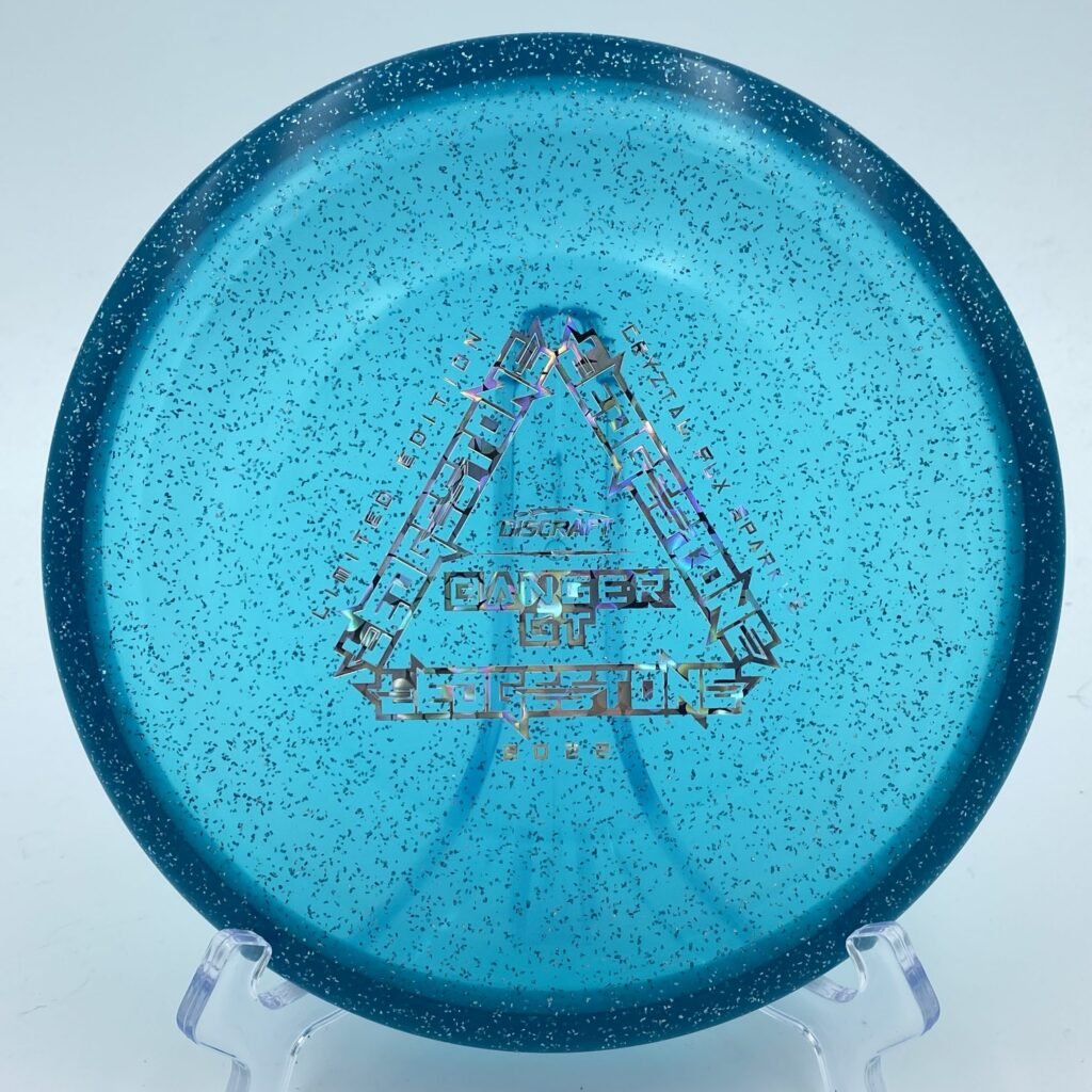 Top view of blue Discraft CryZtal FLX Sparkle Banger GT in 2022 Ledgestone Edition with silver foil stamp.