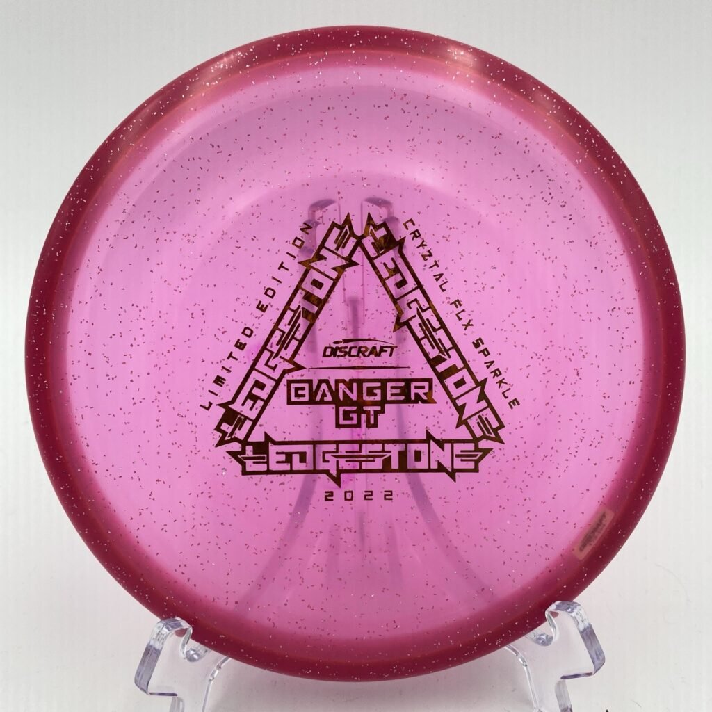 Top view of red Discraft CryZtal FLX Banger GT - 2022 Ledgestone Edition with silver foil stamp.