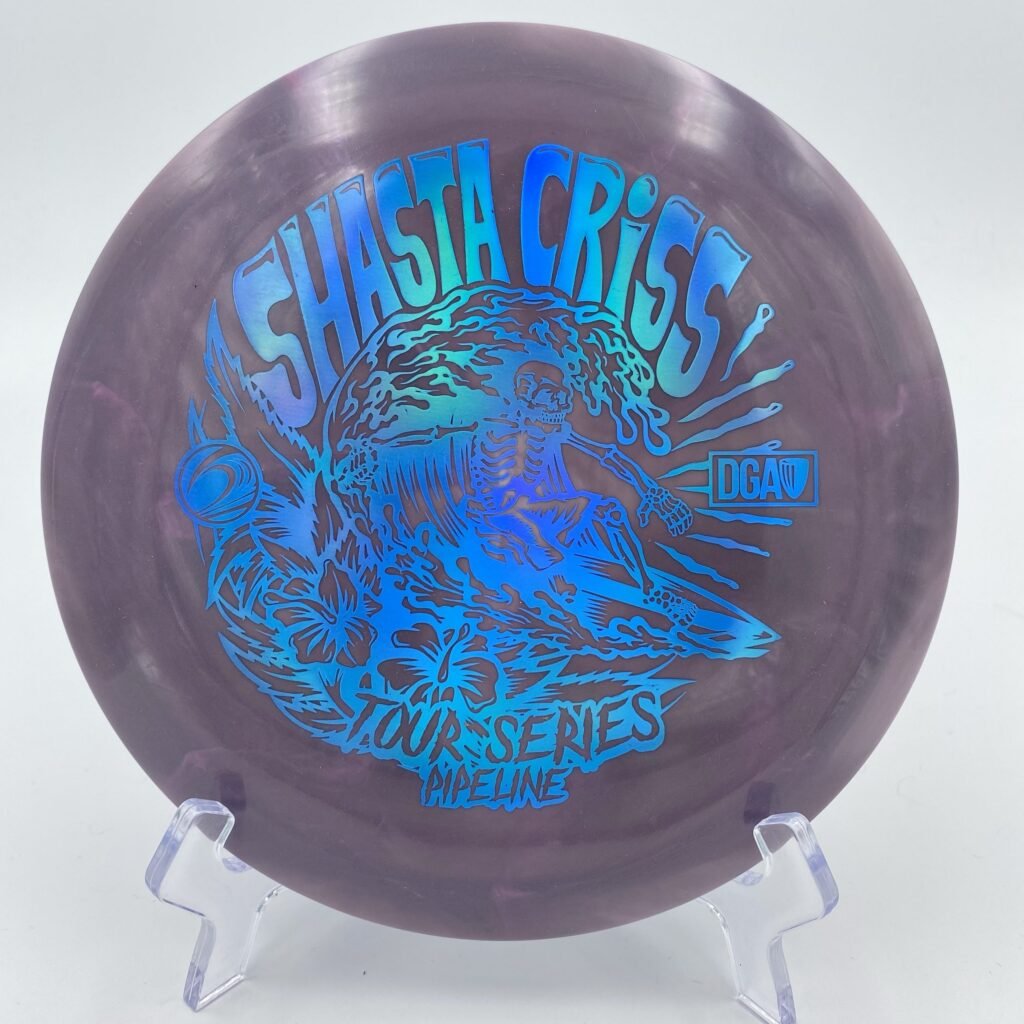 Top view of colorful DGA Pipeline in ProLine plastic - 2022 Tour Series with unique swirl pattern.