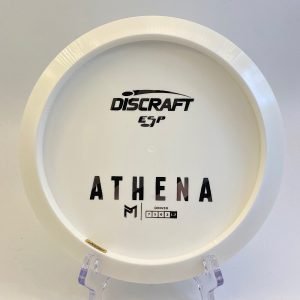 Main view of white Discraft Athena in ESP plastic featuring a bottom stamp.