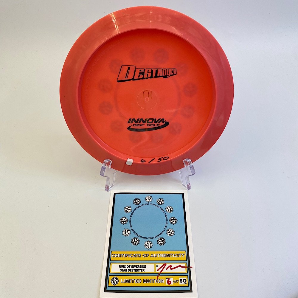 disc golf disc innova destroyer Les White stamp rare golf disc innova star destroyer certificate of authenticity