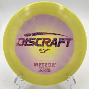 Top view of vibrant red Discraft Meteor in ESP plastic - Collector's Edition for enhanced stability and grip.