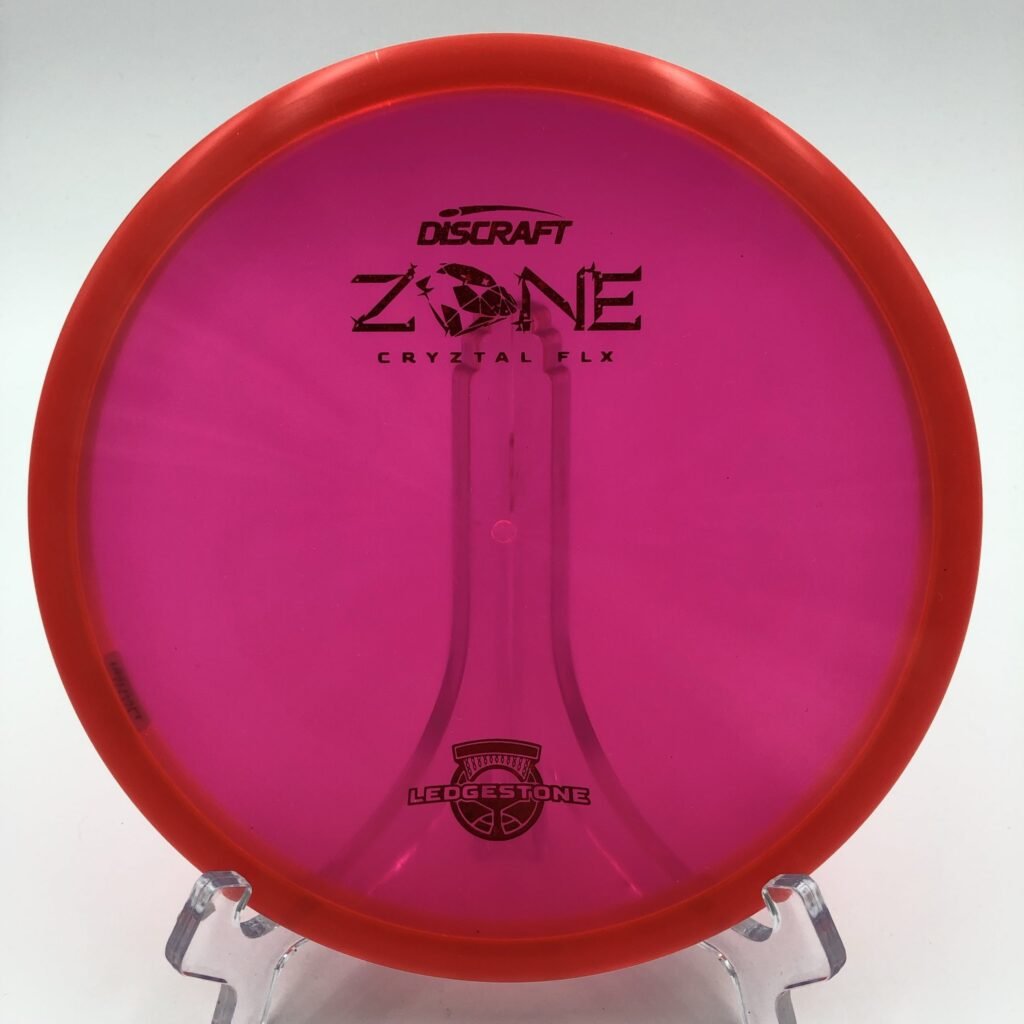 Main view of translucent Discraft CryZtal FLX Zone in 2022 Ledgestone Edition with silver foil stamp.