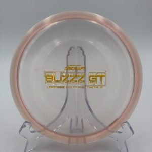 Top view of metallic green Discraft Buzzz GT in Z Metallic plastic - 2022 Ledgestone Edition with silver foil stamp.