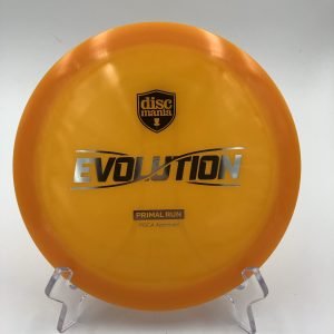 Top view of orange Discmania Instinct in Evolution plastic.