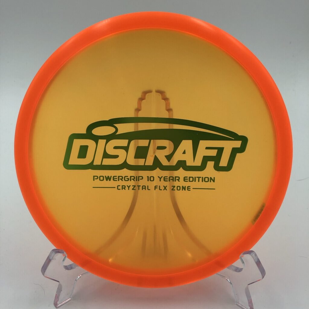 Top view of vibrant Cryztal FLX Discraft Zone in 10 Year Edition plastic.