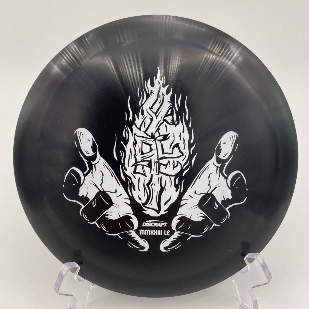 Top view of deep midnight blue Discraft Heat in ESP plastic - 2023 Ledgestone Edition with vibrant foil stamp.