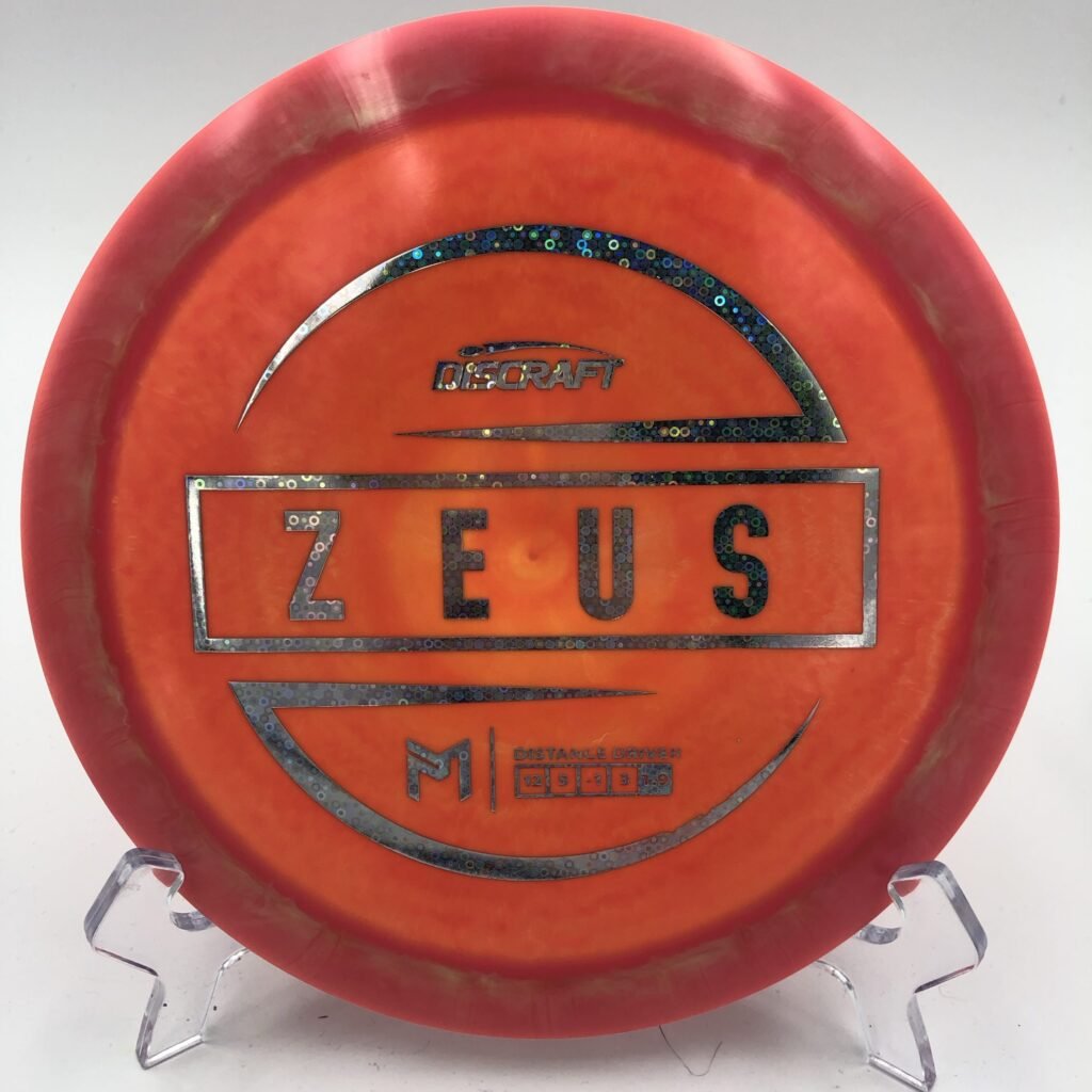 Top view of vibrant Discraft ESP Zeus 173-174g featuring 6x Paul McBeth signature.