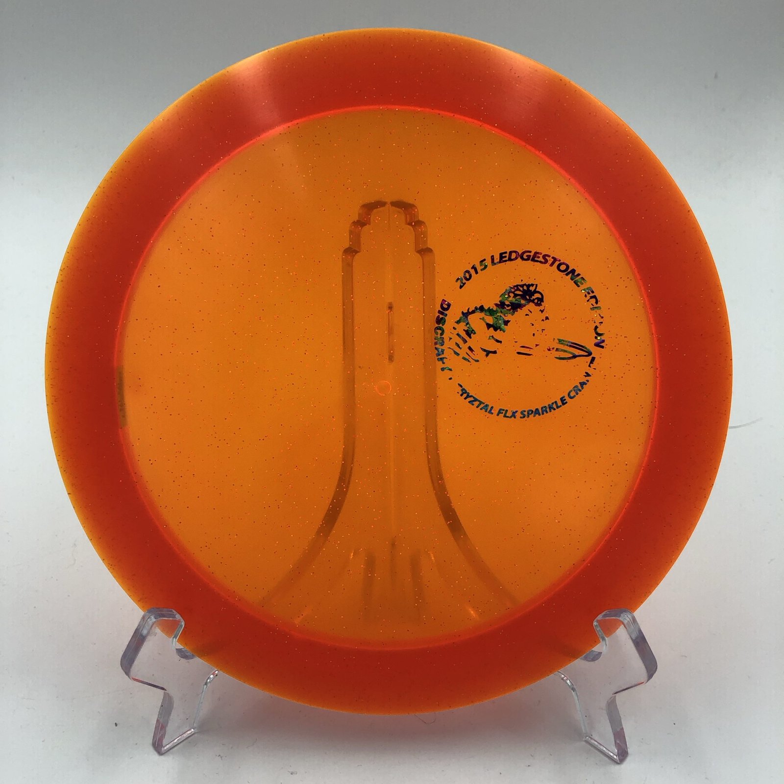 Top view of sparkling blue Discraft Cryztal FLX Crank in 2015 Ledgestone Edition with a stunning shine.