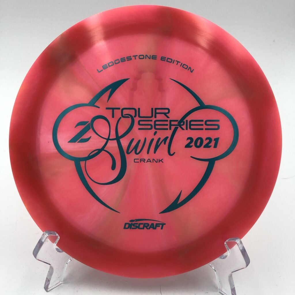 Top view of vibrant Z Swirl Discraft Crank in 2021 Ledgestone Tour Series plastic.