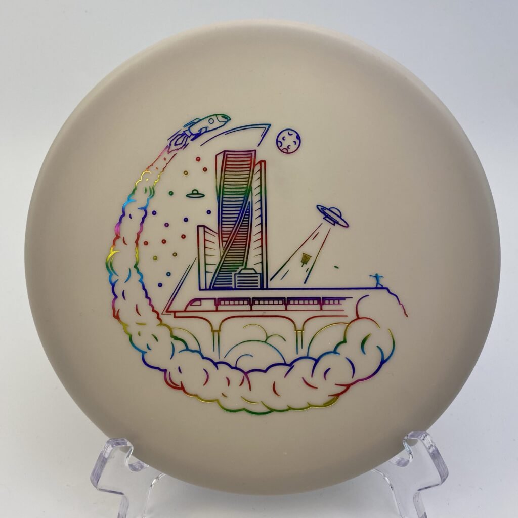 Top view of bright UV Discraft Zone in Limited Edition plastic showcasing its unique color profile.