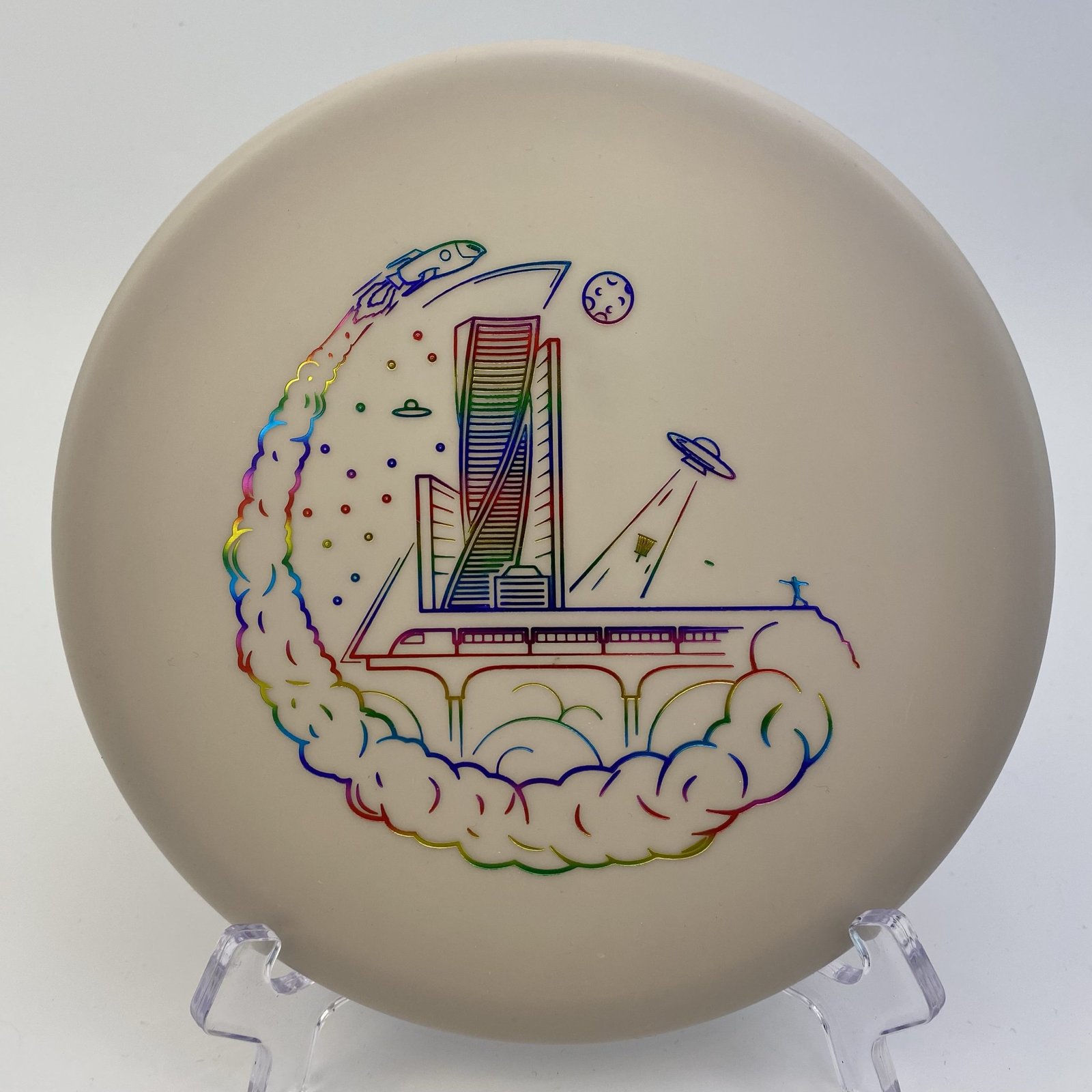 Top view of bright UV Discraft Zone in Limited Edition plastic showcasing its unique color profile.