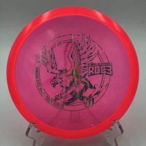 Top view of orange Innova Champion Roc3 in 2021 Tour Series plastic featuring Henna Blomroos' design.