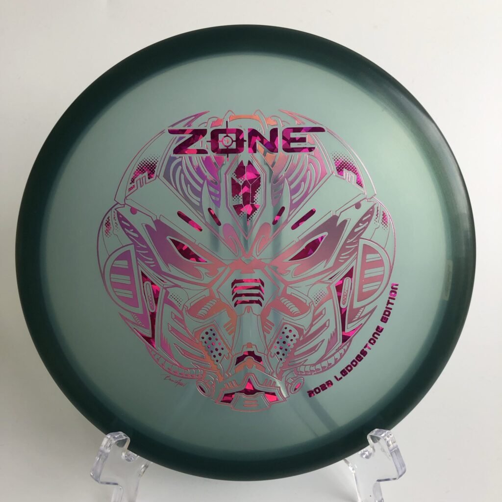 Top view of vibrant blue Discraft ColorShift Z Zone in ColorShift plastic - 2023 Ledgestone Edition with silver foil stamp.