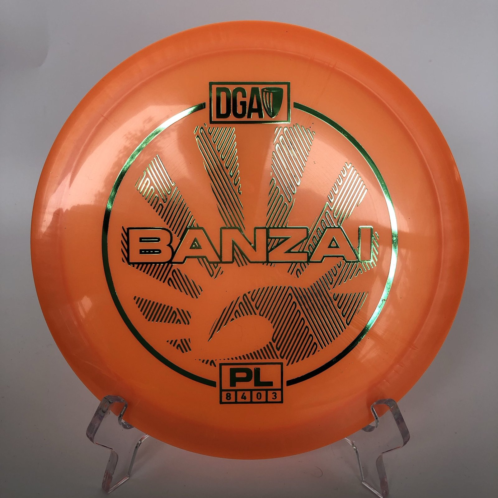 Top view of a vibrant DGA Banzai in standard plastic with a bright color finish.
