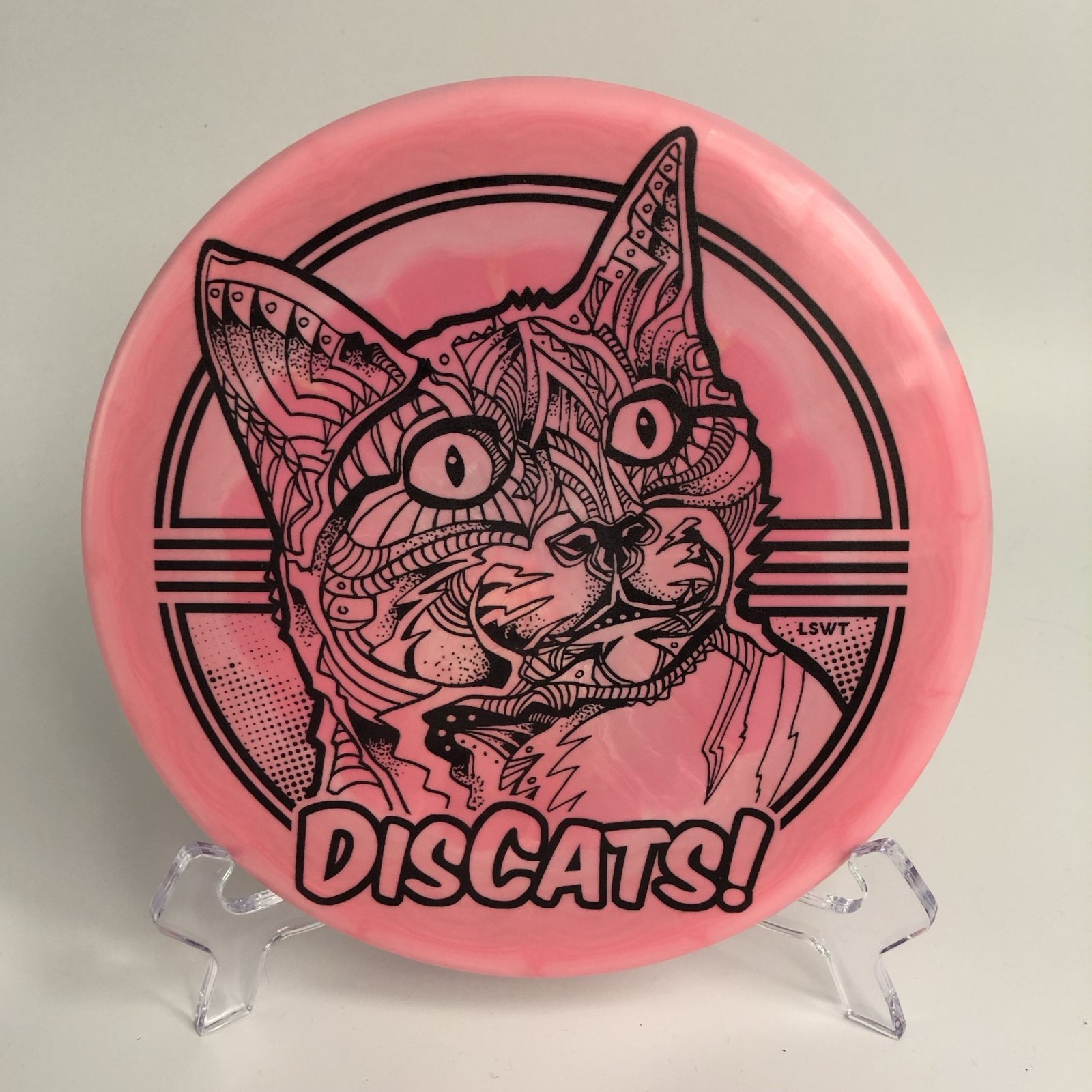 Top view of multicolored Discraft ESP Swirl Zone 2023 Tour Series - Adam Hammes edition with vibrant stamp.