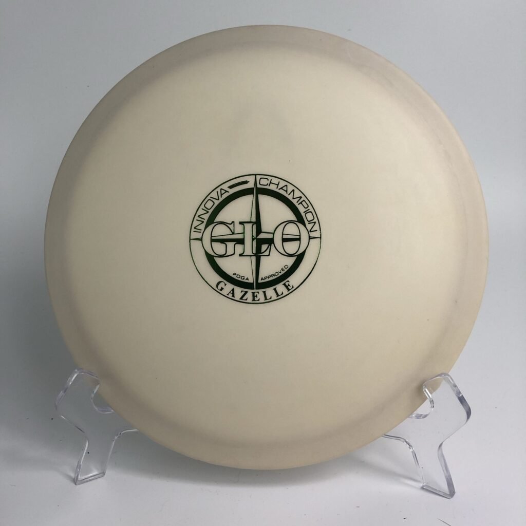 Top view of vibrant glow green Innova Gazelle in Protostar plastic for enhanced visibility during night rounds.