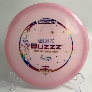 Top view of bright green Discraft Z Glo Buzzz in Limited Edition plastic - 2023 Hailey King release.