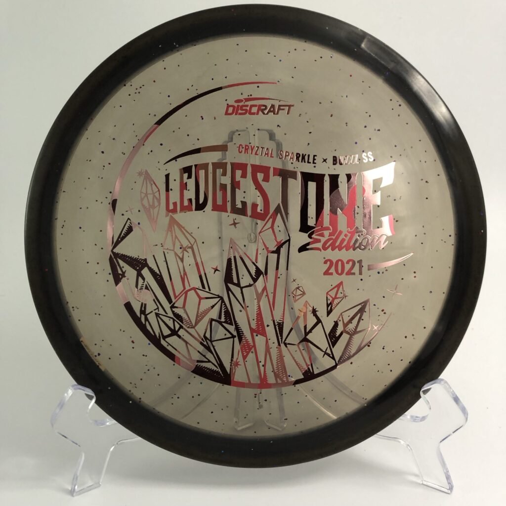 Top view of translucent CryZtal Sparkle Discraft Buzzz in 2021 Ledgestone Edition plastic.