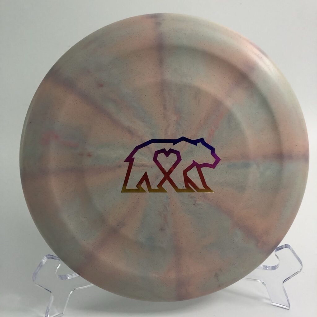 Top view of colorful Discraft Jawbreaker Banger GT in 2023 Brian Earhart edition plastic.