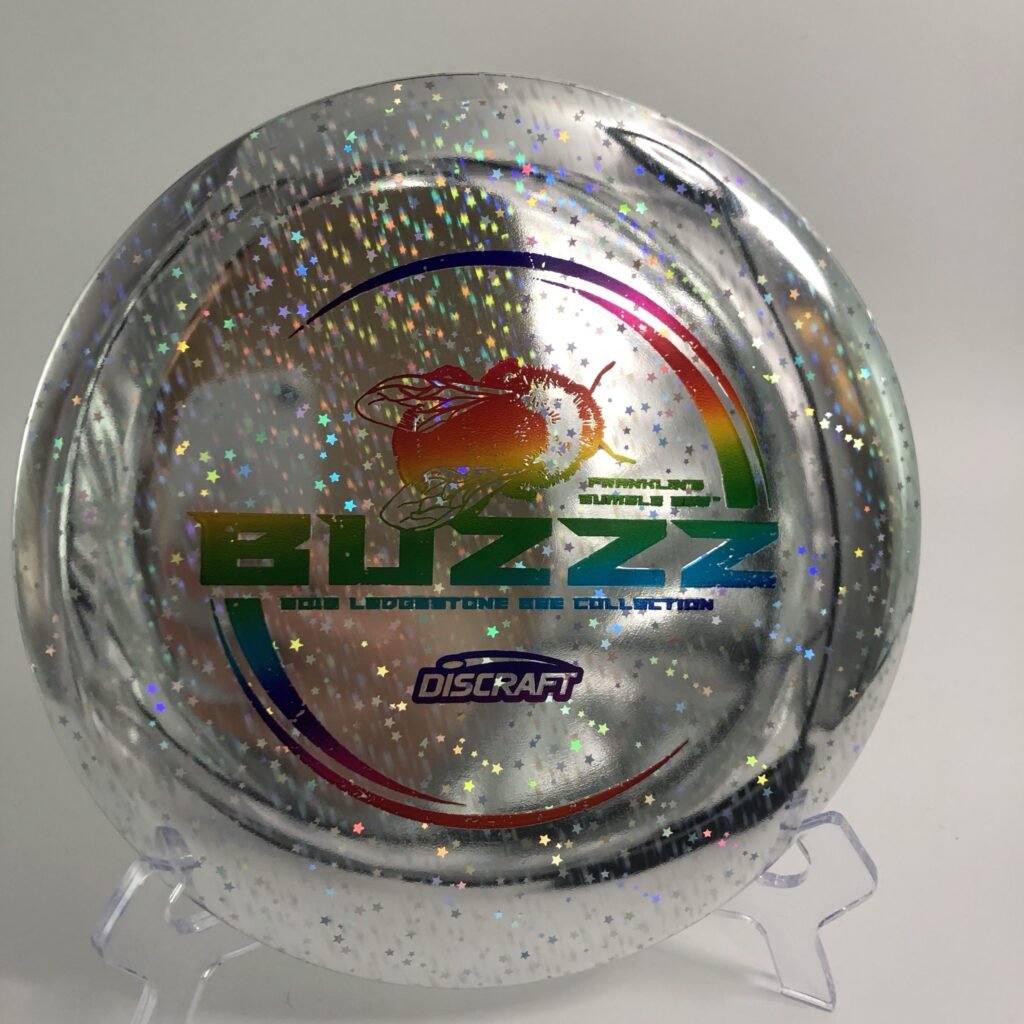 Main product picture of orange Discraft Buzzz in ESP plastic - 2018 Ledgestone Bee Collection with bumble bee design.