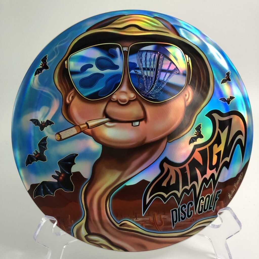 Top view of colorful Discraft Buzzz in ESP plastic Fear And Loating edition.