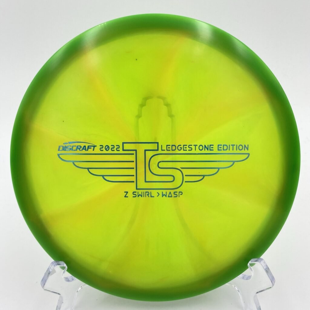 Main view of green Discraft Wasp in Z Swirl plastic 2022 Ledgestone Edition.