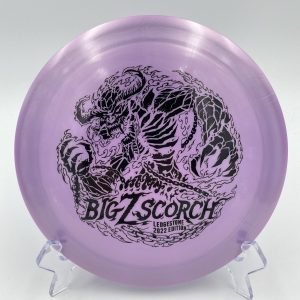 Top view of green Discraft Scorch in Big Z plastic - 2022 Ledgestone Edition with silver foil stamp.