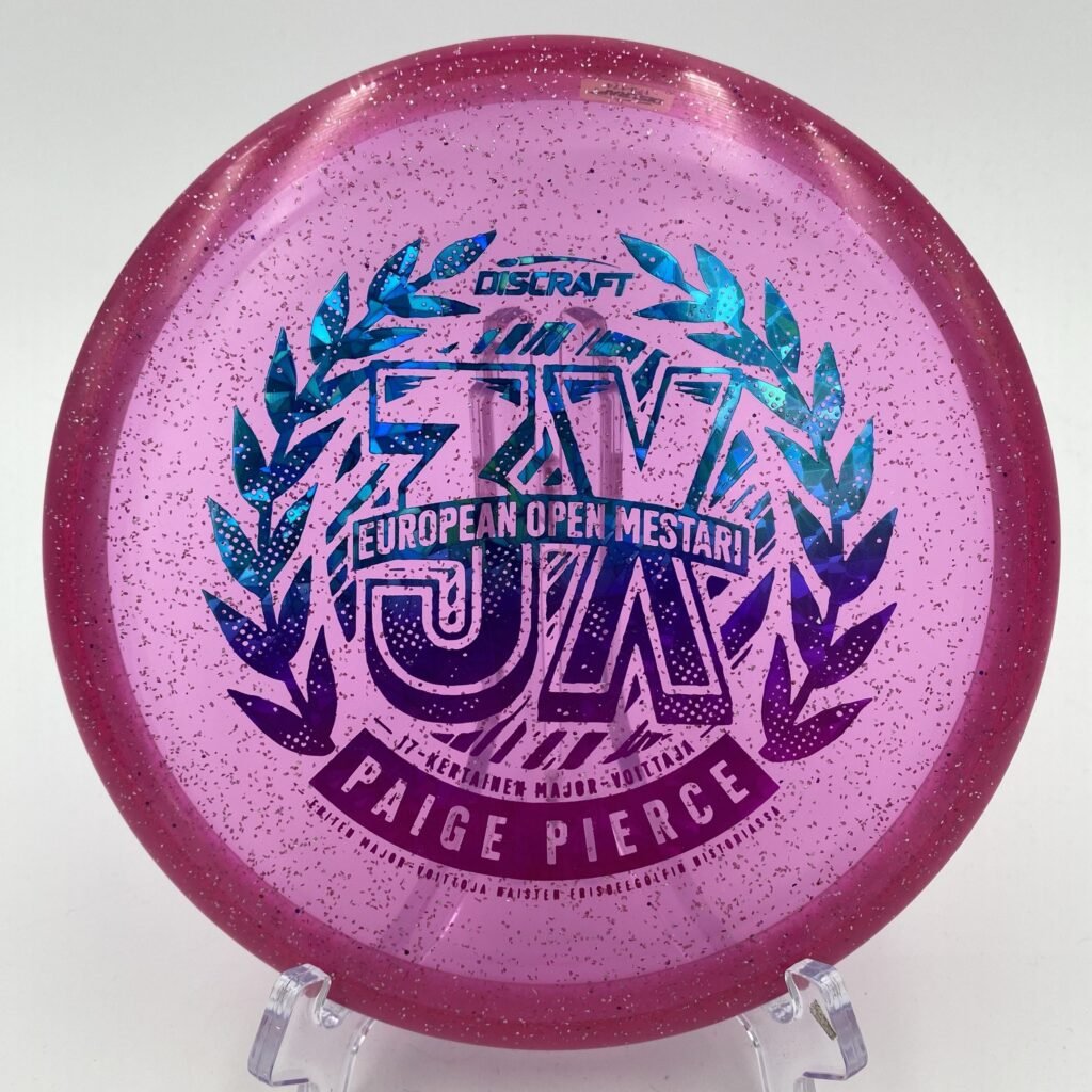 Top view of translucent CryZtal Sparkle Discraft Fierce in blue plastic - 3x European Open Mestari with Finnish stamp.