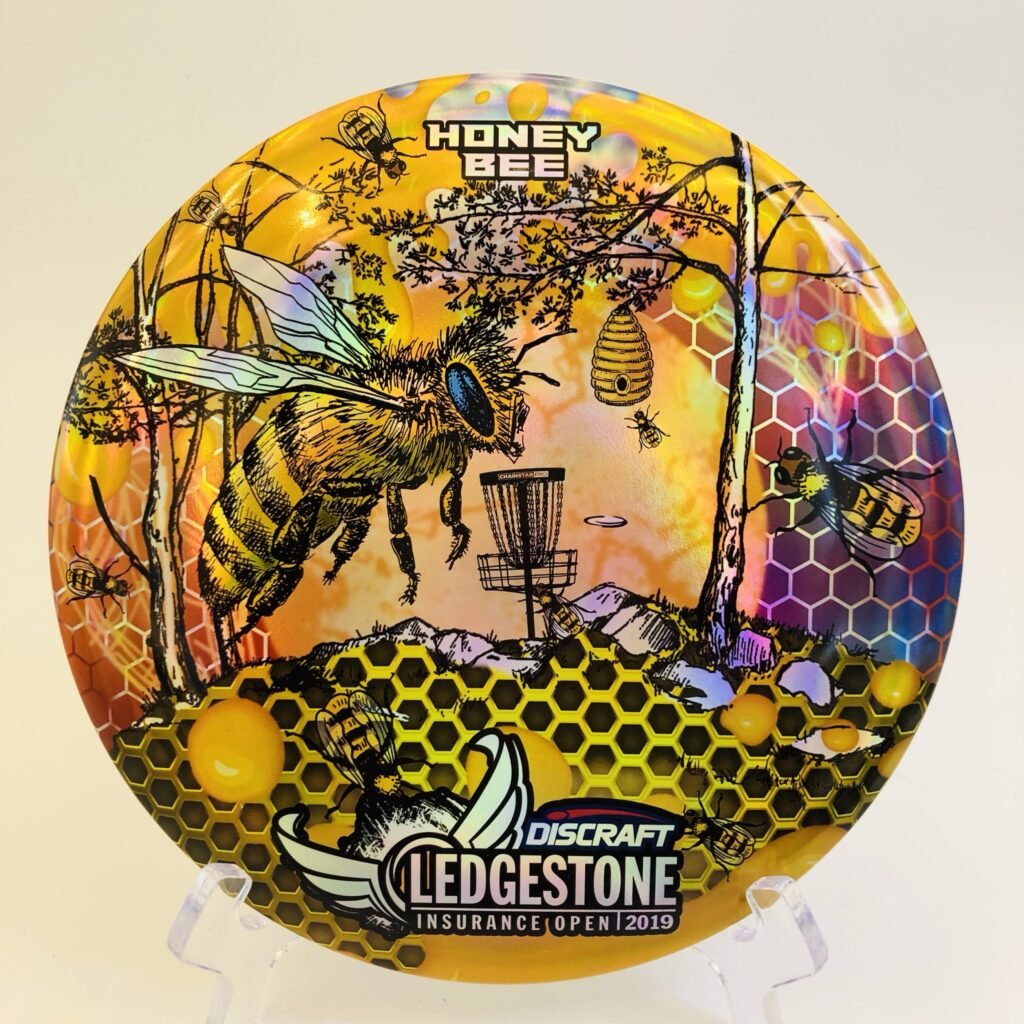 Discraft Buzzz in ESP plastic from the 2019 Ledgestone Insurance Open with a unique honey bee design.