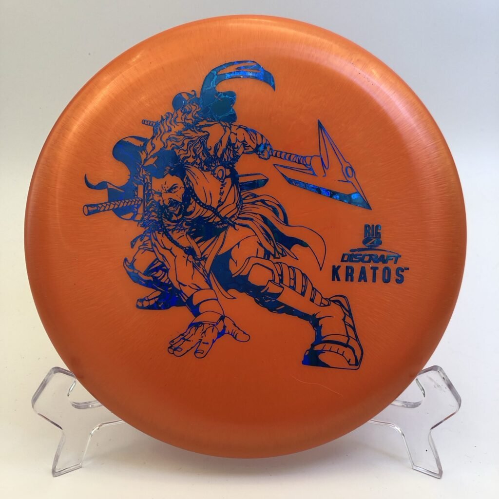 Dynamic top view of Discraft Big Z Kratos disc in 173g-174g weight featuring 6x Paul McBeth signature.