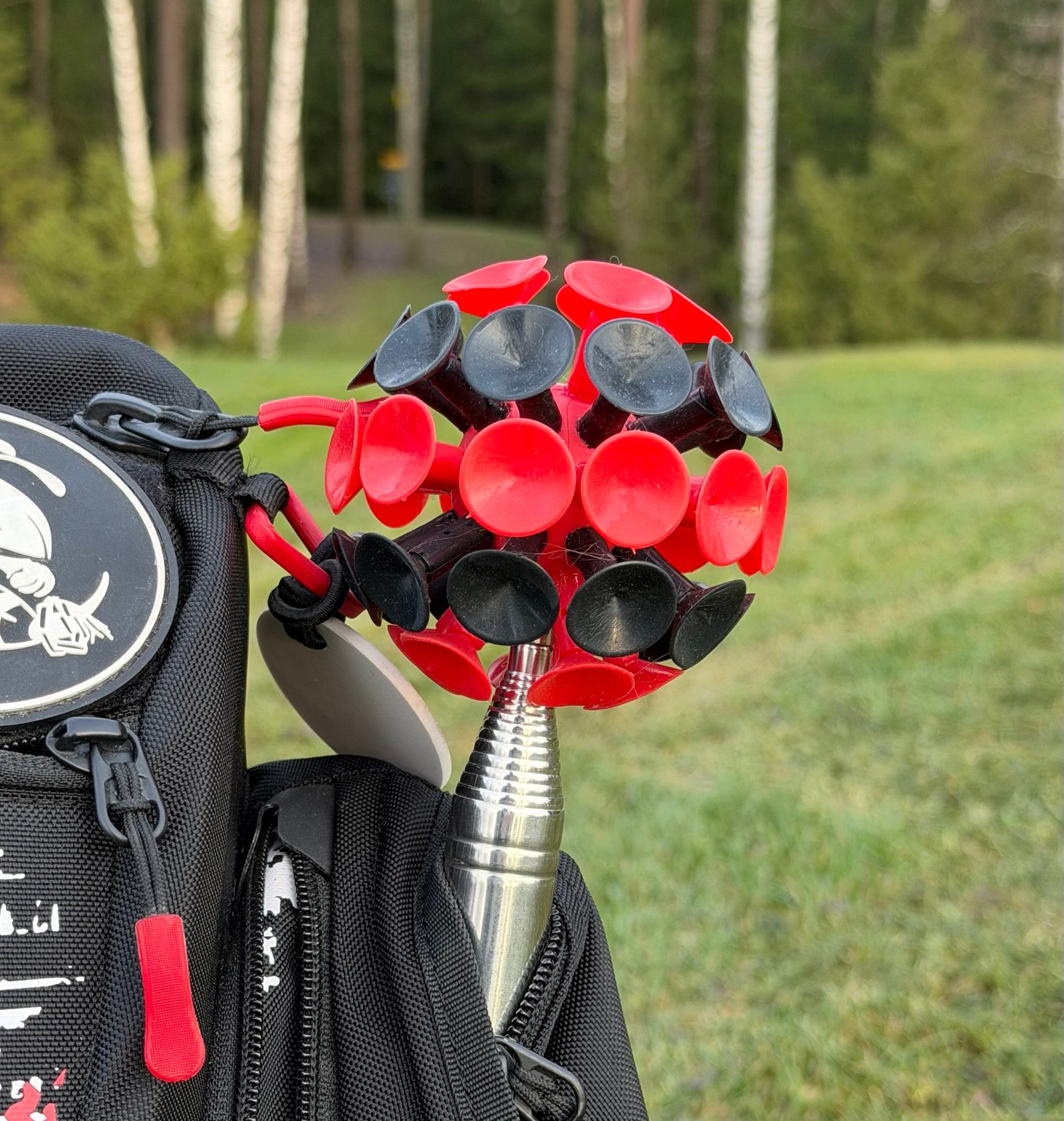 DisCats Disc Golf Suction Cup Ball - Black & Red (8cm) - Image 3