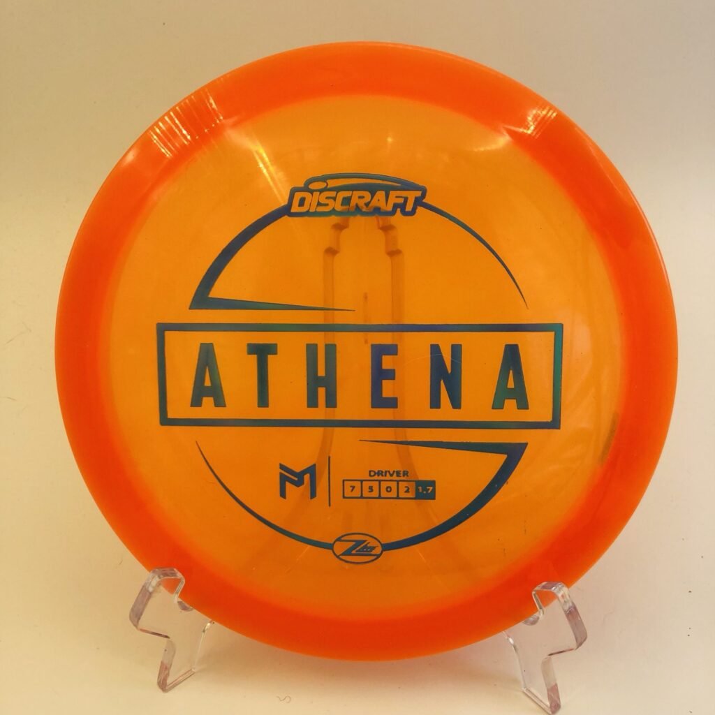 Discraft Athena in Z Lite plastic showcasing the lightweight feel ideal for controlled throws.