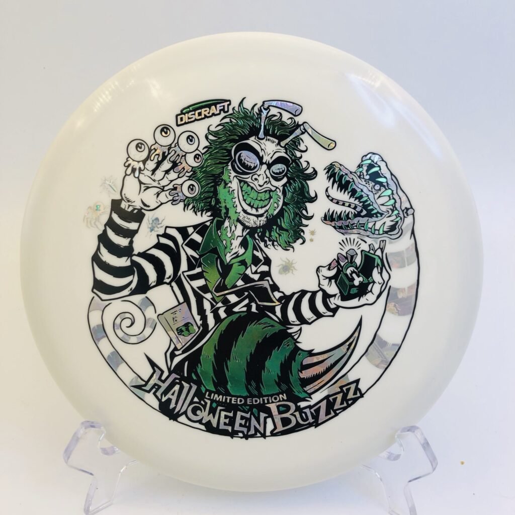 Translucent Glo Discraft Buzzz in 177+g plastic for the 2024 Halloween Buzzzjuice special edition.