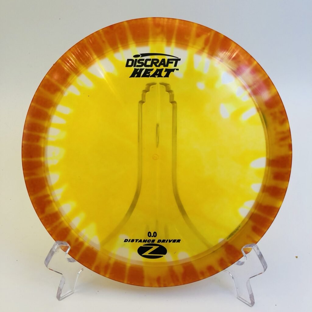 Discraft Heat in Z plastic with a vibrant fly dye pattern.