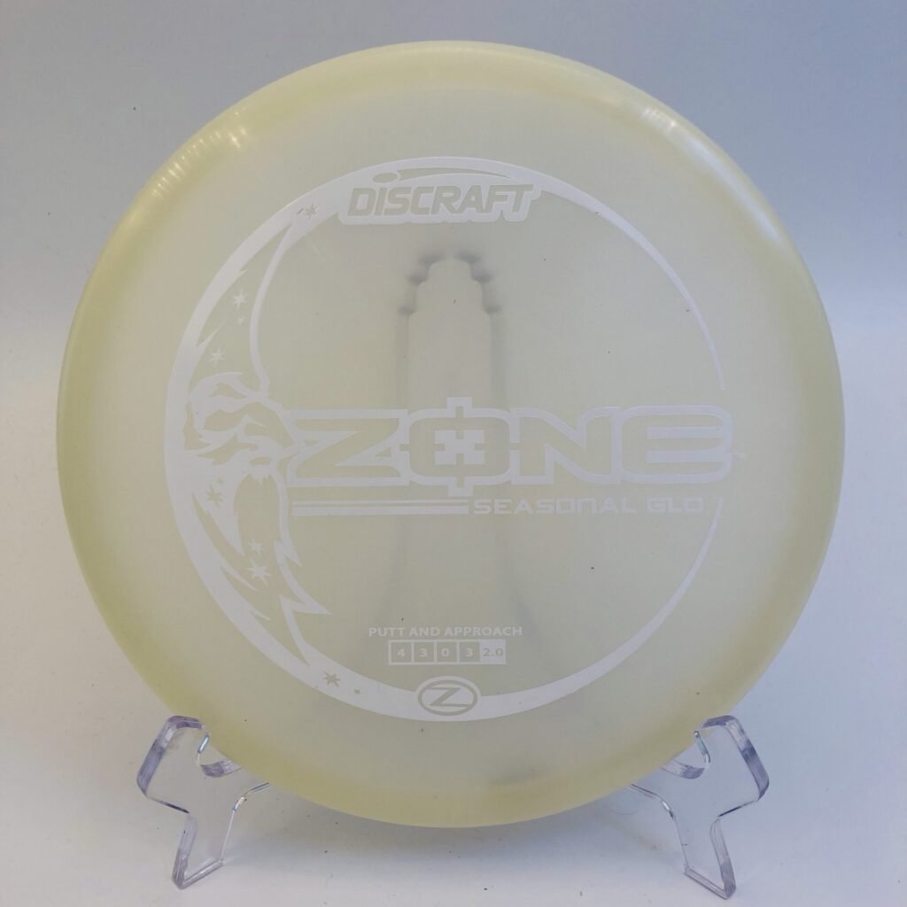 Discraft Zone in Z plastic Seasonal Glo edition with a vibrant glow.