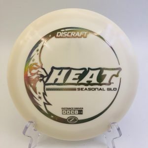 Discraft Heat in Glo Z plastic Seasonal Glo edition for enhanced visibility on the course.