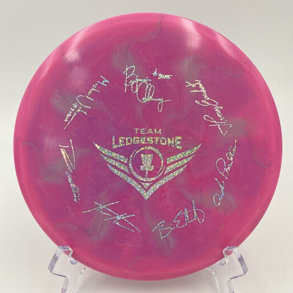 Top view of swirl Discraft Buzzz in ESP plastic - 2021 Team Ledgestone Edition.