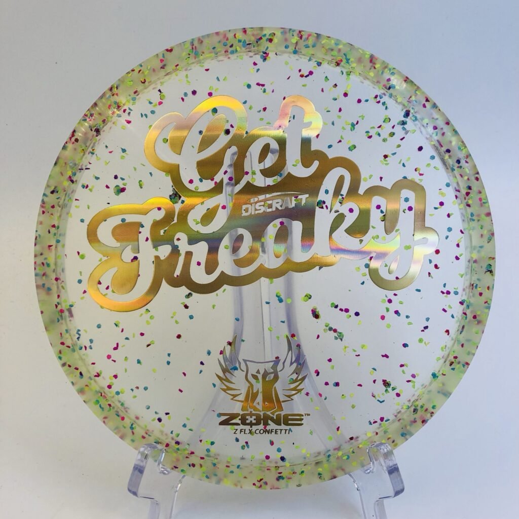 Discraft Zone in Z FLX plastic - 2023 Brodie Smith Edition with vibrant confetti designs.