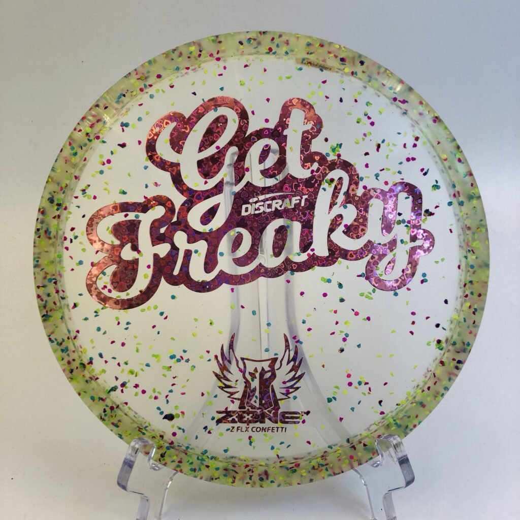 Discraft Zone in Z FLX plastic 2023 Brodie Smith edition with eye-catching confetti design.