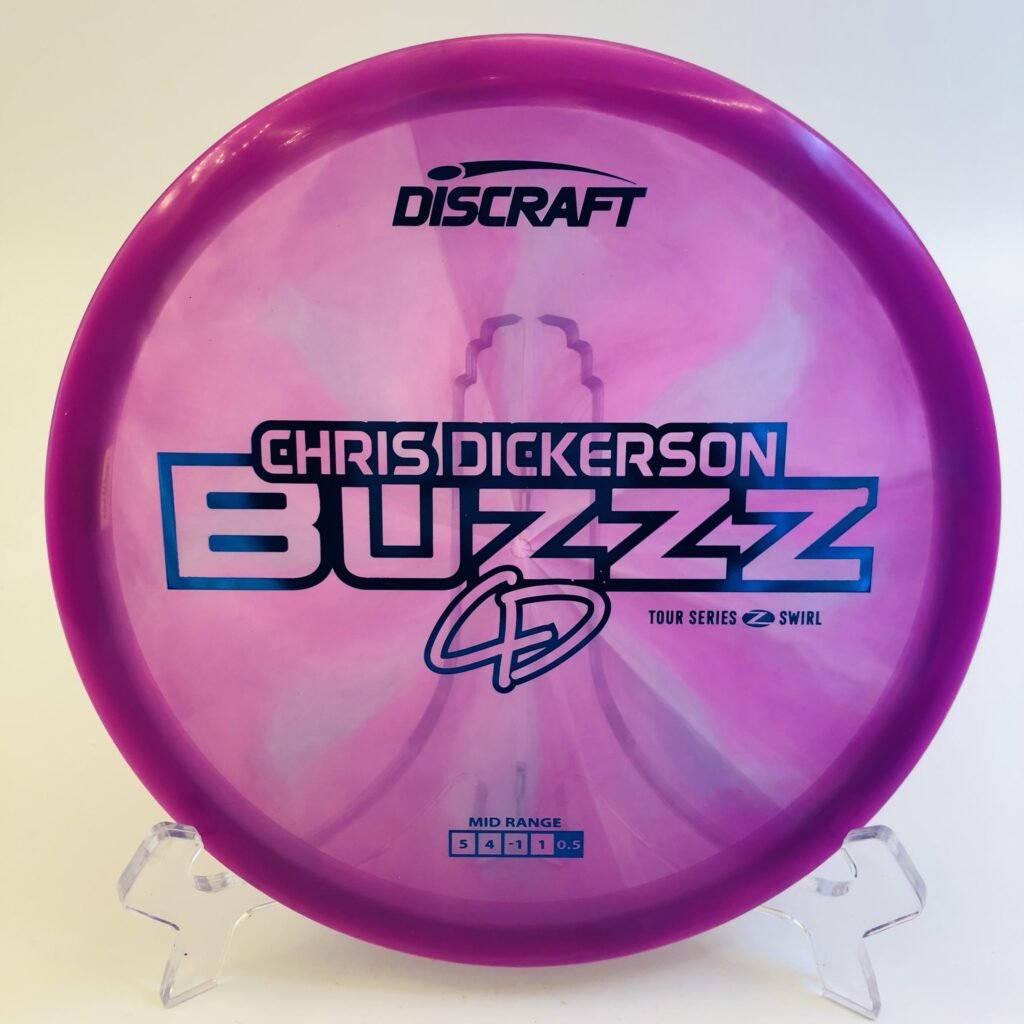 Translucent Z Swirl Discraft Buzzz in 177g for the 2025 Tour Series featuring a vibrant swirl pattern.