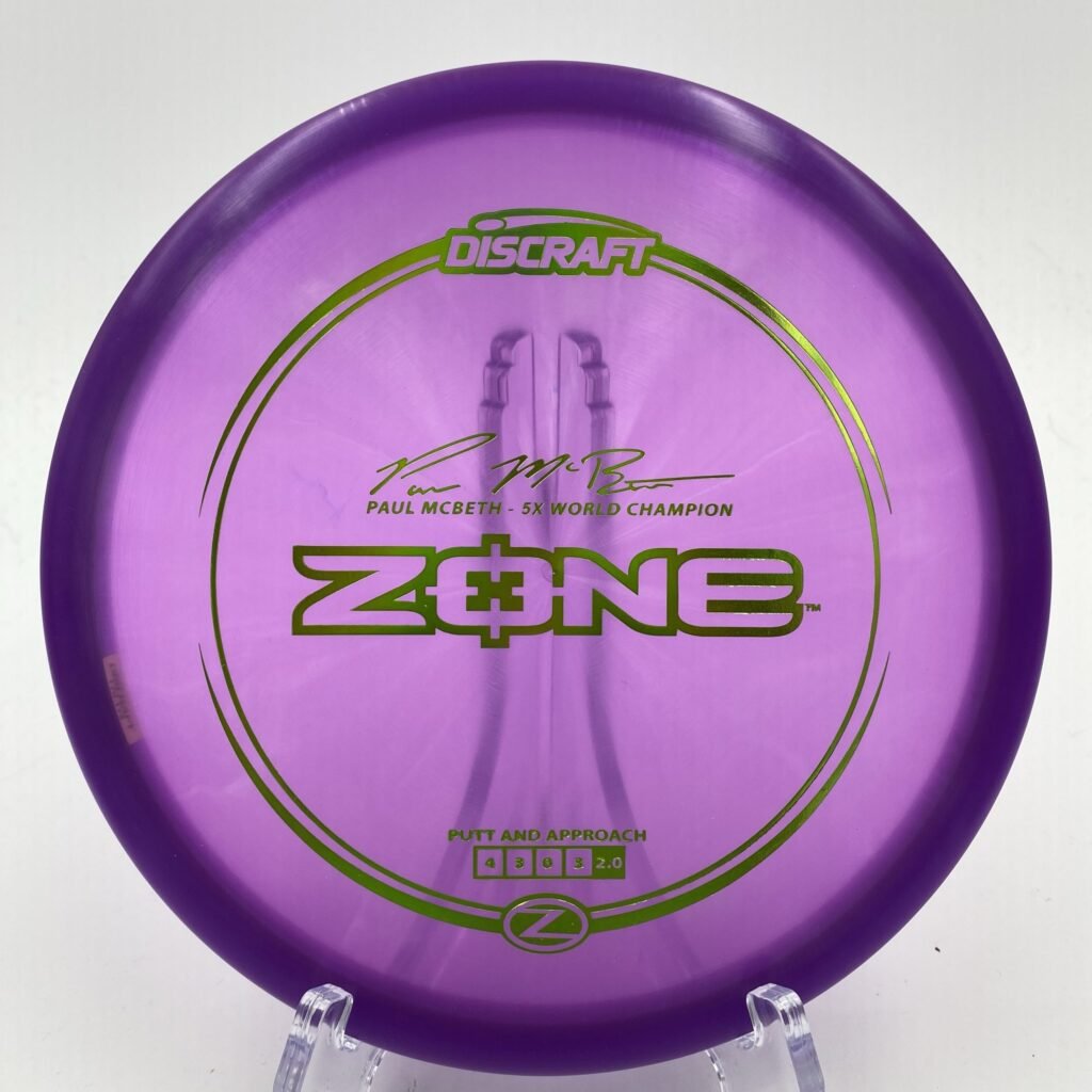 Top view of vibrant red Discraft Zone in Z plastic - 5x Paul McBeth edition.