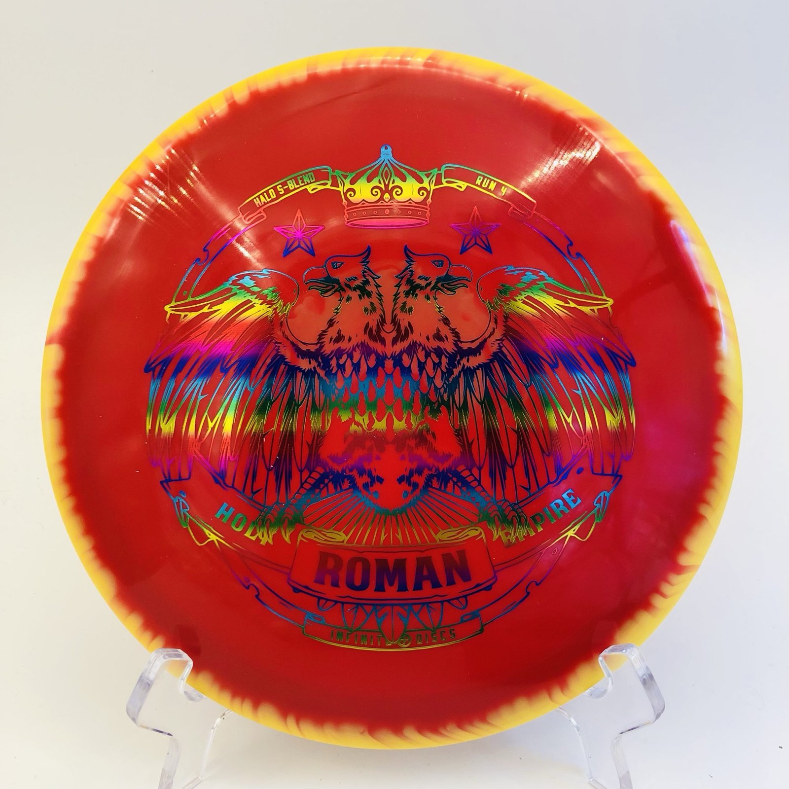 Infinite Discs Roman in S-Blend plastic - Run 4 providing excellent grip and control for your throws.