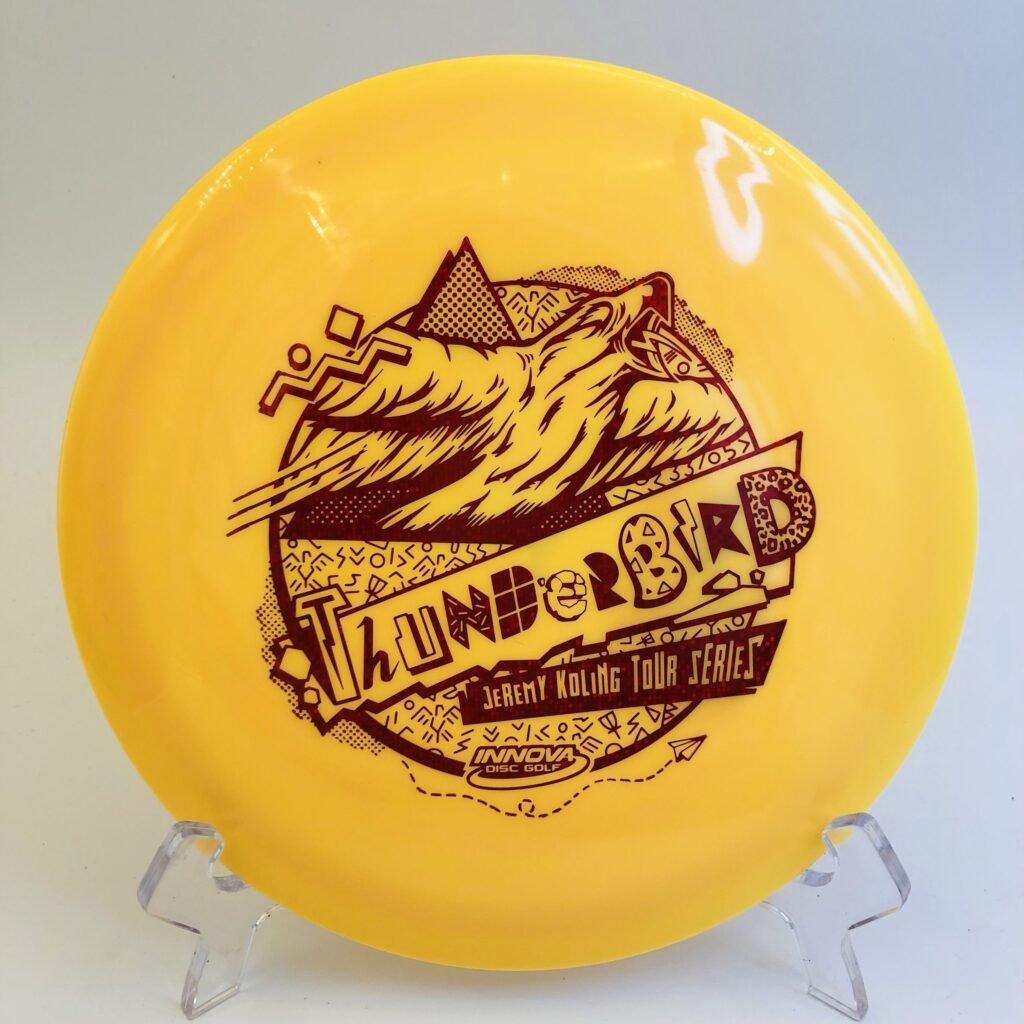 Top view of the colorful Innova Thunderbird in Star plastic - 2021 Jeremy Koling Tour Series.