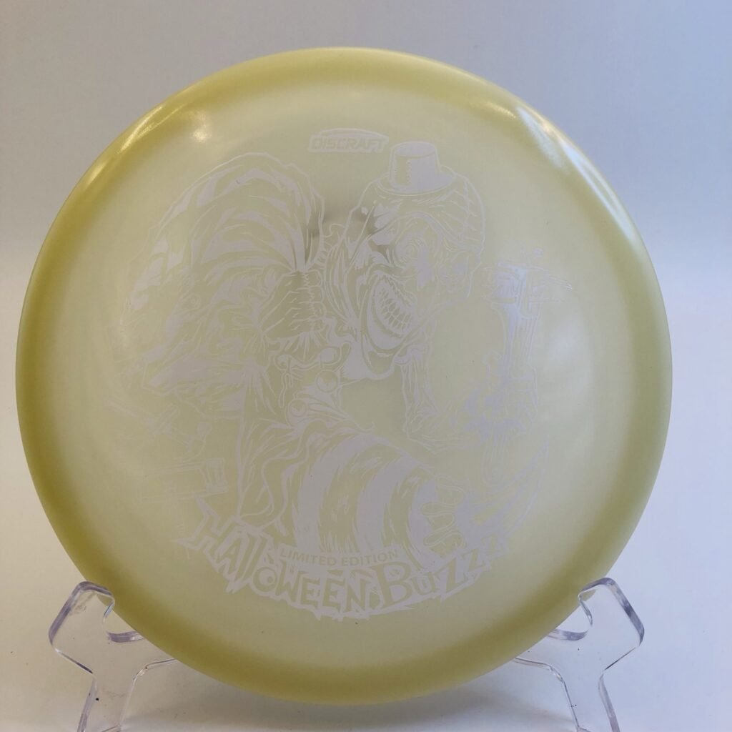 Discraft Buzzz in Mega Glo plastic 2025 Halloween edition with spooky design.